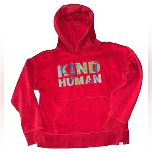 GAP Kids Red Hoodie with Colorful 'Kind Human' Design